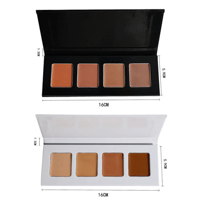 Custom Bulk 4-color Concealer Cream Private Label Moisturizer Long-lasting Contouring Palette Full Coverage Makeup Black White