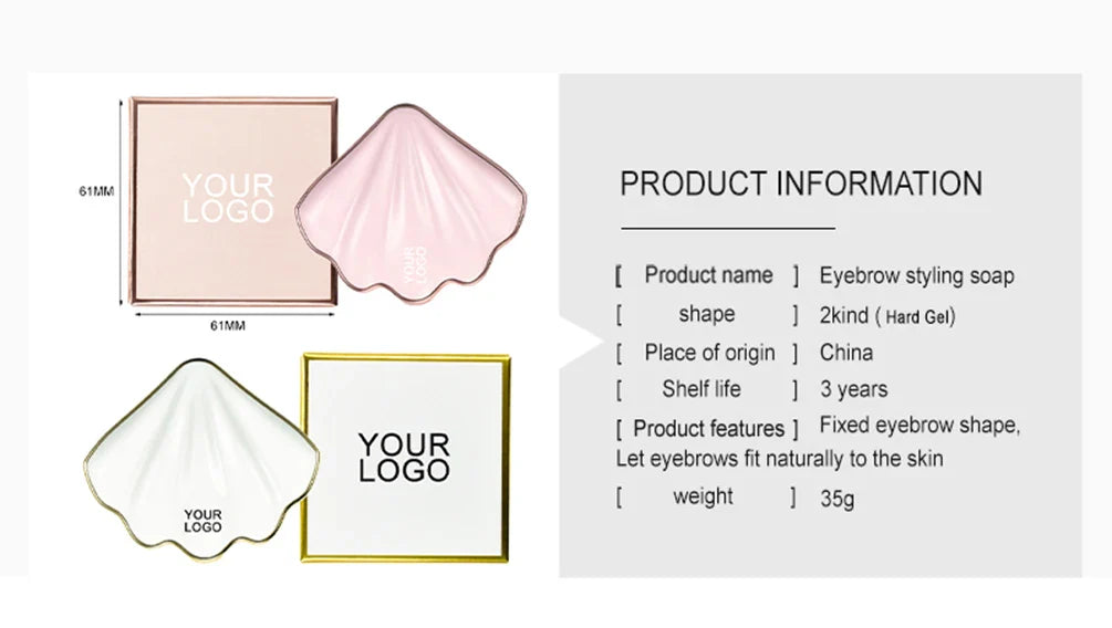 Long Lasting Eye Brow Shaping Waterproof Make Up White Pink Shell Private Label Eyebrow Soap Custom Bulk Makeup Cosmetics Beauty