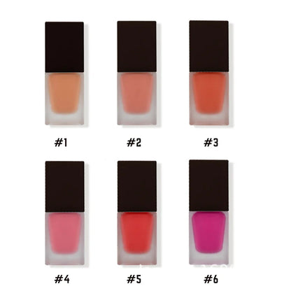 6-color Private Label Liquid Blush Custom Bulk 15ml Multifunctional Lip Cheek Contour Blusher Cream Rouge Makeup White Package